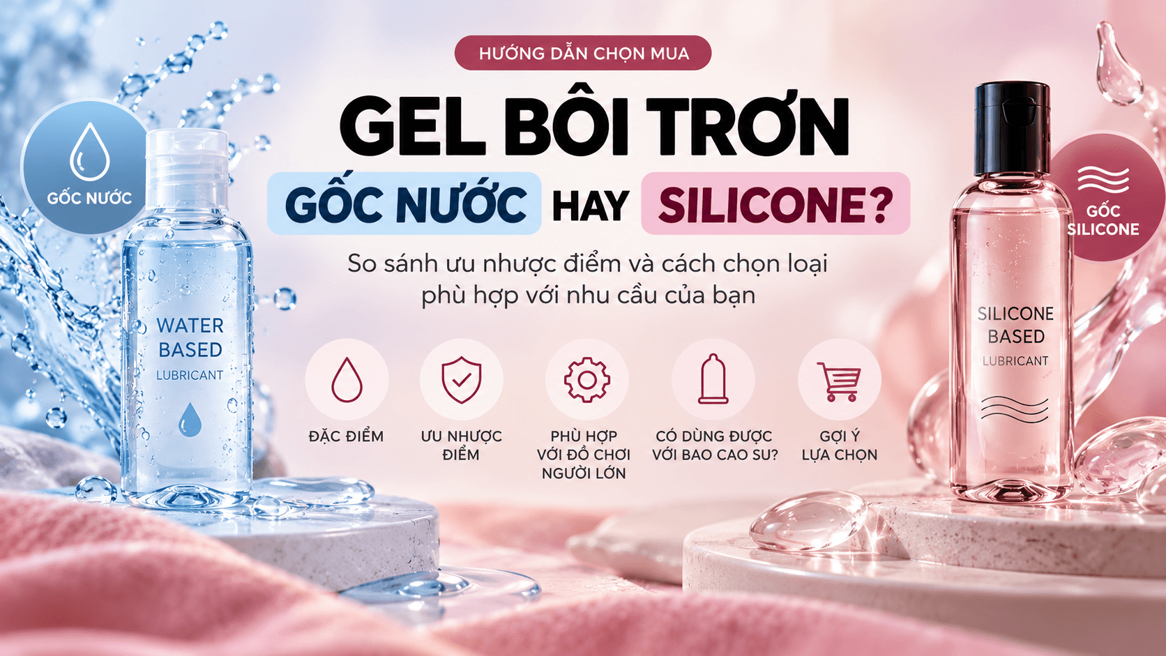Cách chọn gel bôi trơn: Gốc nước hay gốc silicone?